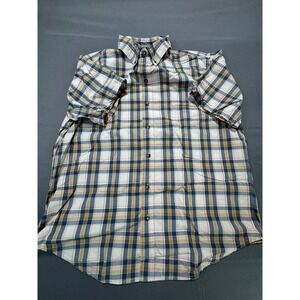 CE Schmidt Workwear Men Plaid Short Sleeve Button Up Shirt XL‎ 100% Cotton
